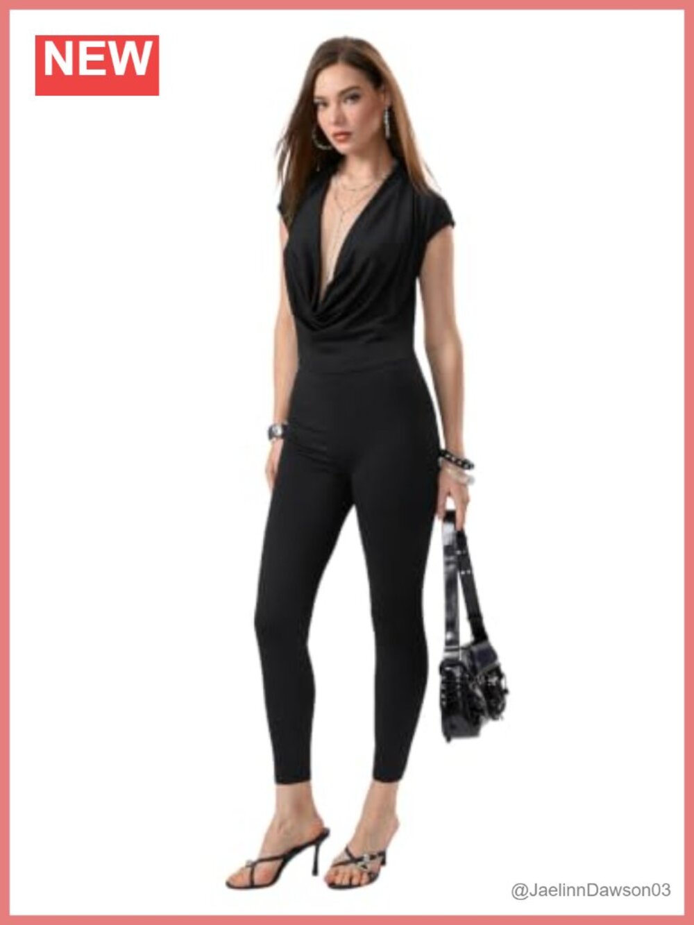 SweatyRocks Cowl Neck Backless Jumpsuit Bodycon Romper Club Party One Piece